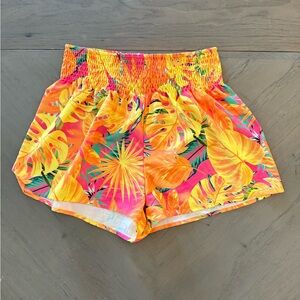SHEIN Tropical Leaf Print Athletic Shorts